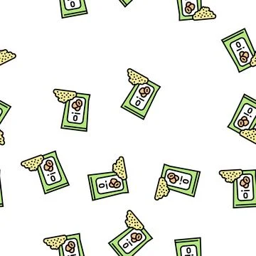 Oat flour packaging vector seamless pattern Stock Illustration