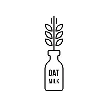 Oat milk in black thin line bottle Illustrazione stock