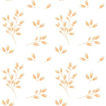 Oat pattern vector. Cereal plants. Oatmeal packaging design. Stock Illustration