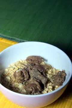 Oat petals with beef Stock Photos