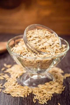 Oat in spoon 스톡 사진