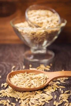 Oat in spoon Stock Photos