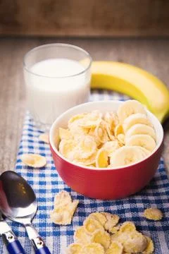 Oatflakes with milk Stock Photos