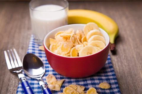Oatflakes with milk Stock Photos