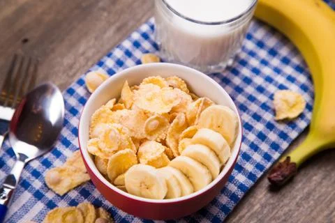 Oatflakes with milk Stock Photos
