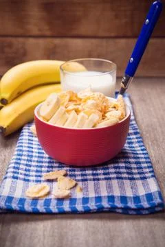 Oatflakes with milk Stock Photos