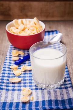 Oatflakes with milk Stock Photos