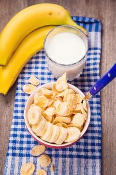 Oatflakes with milk Stock Photos