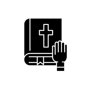Oath black icon, vector sign on isolated background. Oath concept symbol Stock-Illustration