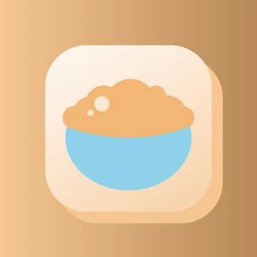 Oatmeal 3d button outline icon. Healthy nutrition concept. Oat porridge 3d Stock Illustration