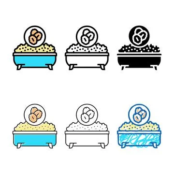 Oatmeal baths dry set skin color icon vector Ilustración de archivo