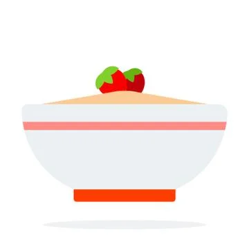 Oatmeal with berries vector flat material design isolated object on white 스톡 일러스트