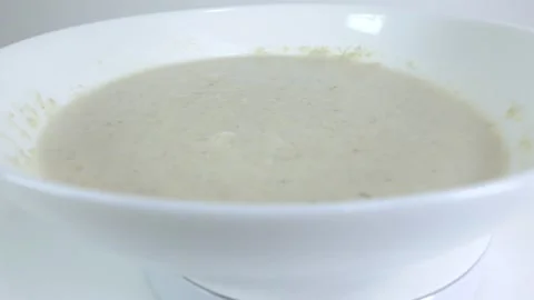 Oatmeal clam chowder risotto Stock Footage 147898080