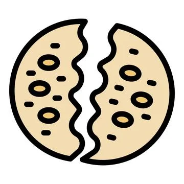 Oatmeal cookie breaking apart showing chocolate chips Stock Illustration