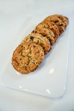 Oatmeal cookies on a plate Stock Photos