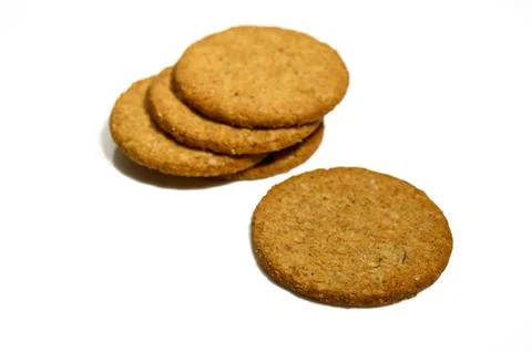 Oatmeal cookies stack on white background Foto stock