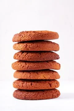 Oatmeal cookies in stack on white Stock-Fotos