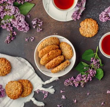 Oatmeal cookies on the table Stock Photos