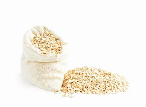 Oatmeal flakes in a bag Stock Photos