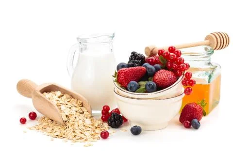 Oatmeal ingredients. Stock Photos