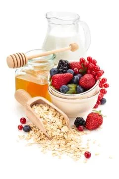 Oatmeal ingredients. Stock Photos