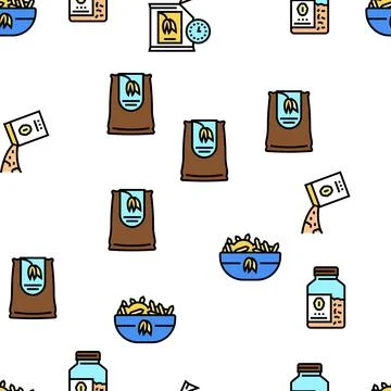 Oatmeal Nutrition Vector Seamless Pattern Illustrazione stock