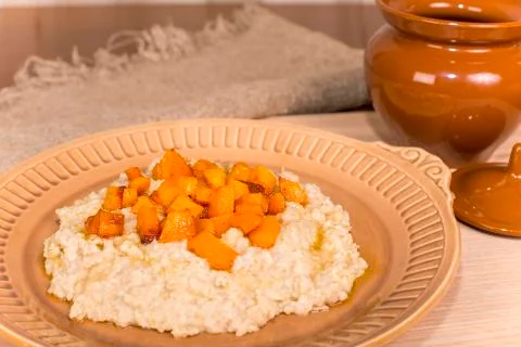 Oatmeal with pumpkin Stock Photos