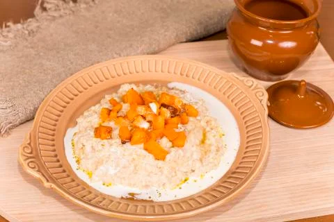Oatmeal with pumpkin Stock Photos