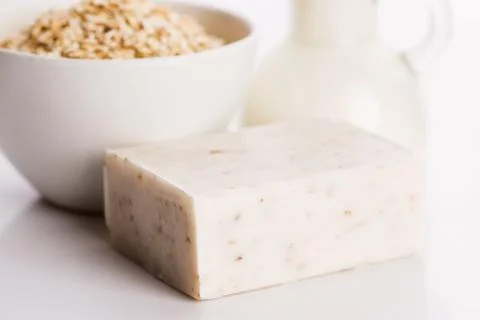 Oatmeal soap Stock Photos