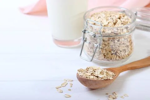 Oatmeal on the table top view. Photos