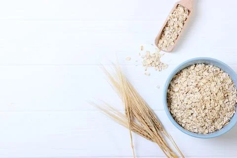 Oatmeal on the table top view. Stock Photos