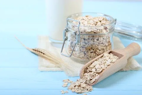 Oatmeal on the table top view. Stock-Fotos