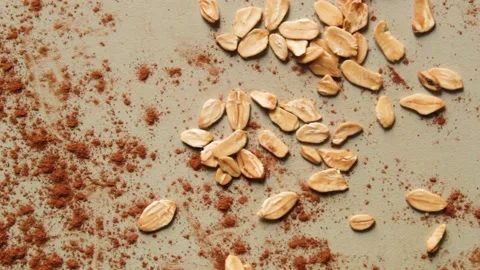 Oats and cinnamon Stock Footage 142423855