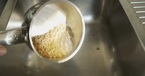 Oats in the pot - top view Stock Footage 129054942