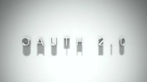 Oauth 2.0 3D title animation with shadows on a white background Stock Footage 296929775