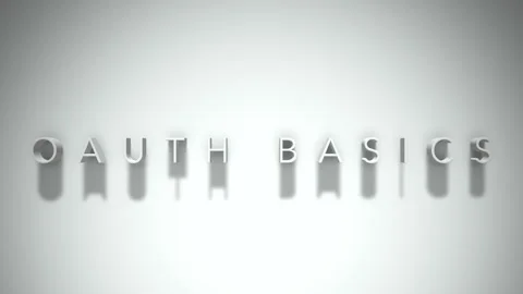 Oauth basics 3D title animation white text on a white background Stock Footage 299372599