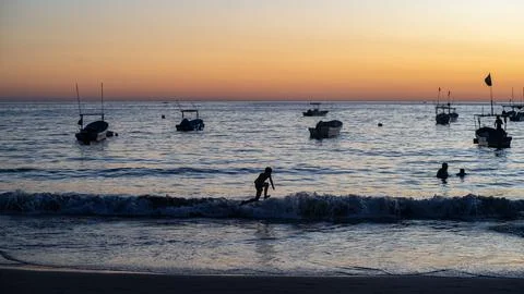 Oaxaca Beach Sunset Stock Photos