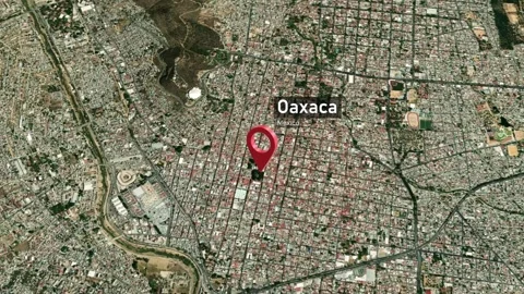 Oaxaca City Map Zoom (Mexico) from Space to Earth Video stock 242513220