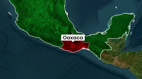 Oaxaca highlighted on the Mexico map in animated geographic motion footage Stock Footage 341657407