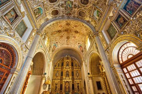 Oaxaca, Mexico, Landmark Santo Domingo Cathedral interiors Stock Photos