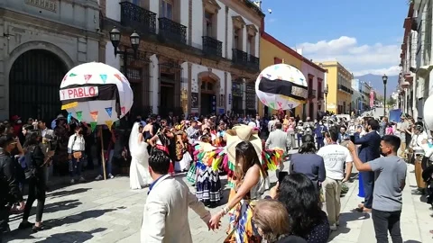 Oaxaca  street wedding  Stock Footage 169165837