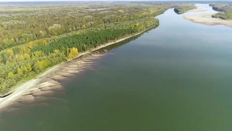 Ob River from a height. Stock Footage 164984208