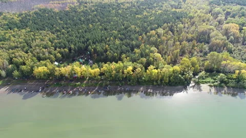 Ob River from a height. Stock Footage 164985616