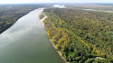 Ob River from a height. Stock Footage 164988740