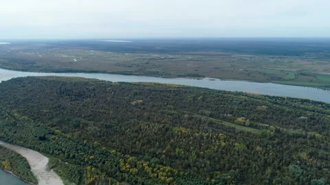 Ob River from a height. Stock Footage 164990045