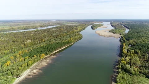 Ob River from a height. Stock Footage 164999266