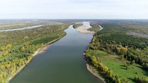 Ob River from a height. Stock Footage 164999745