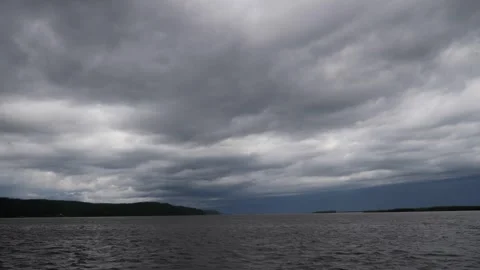 Ob river before the thunder in Siberia Stock Footage 281201900