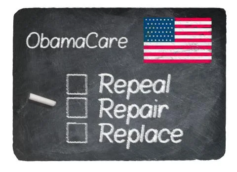 Obamacare concept using chalk on slate blackboard Stock Illustration