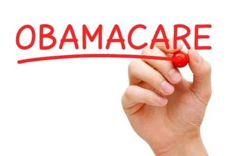 Obamacare red marker 스톡 사진
